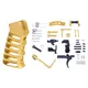 Guntec USA AR-15 Enhanced Lower Parts Kit w/ Upgrades & Skeletonized Aluminum Pistol Grip Anodized Gold