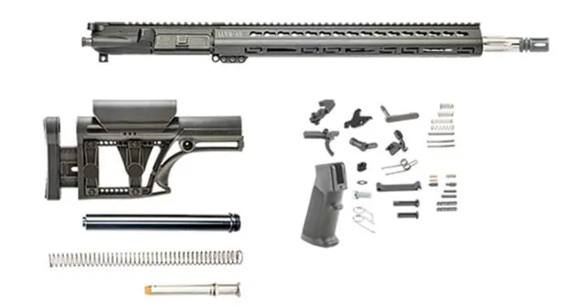 Luth-AR Bull Rifle Kit Minus Lower Receiver w/Fixed Stock .223 27in 18in Bull Rifle 1x9 1/2x28 Picatinny Key MOD A2 Flash Hider Anodized Manganese