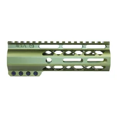 Guntec USA AIR-LOK Series AR-15 M-LOK Compression Free Floating Handguard w/ Monolithic Top Rail 6.75in Anodized Green