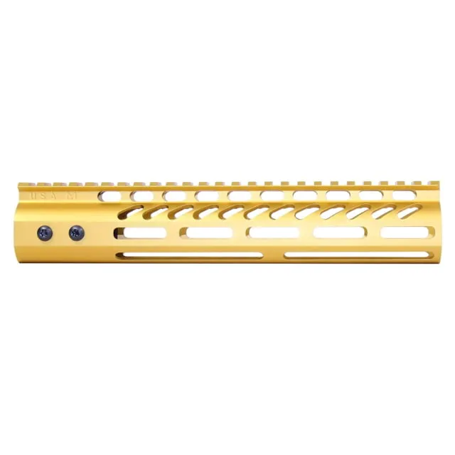Guntec USA Ultra Lightweight Thin M-LOK System Free Floating Handguard w/Monolithic Top Rail 10in Gold