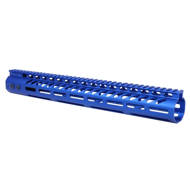 Guntec USA .308 Caliber Ultra Lightweight Thin M-LOK System Free Floating Handguard w/Monolithic Top Rail 15in Anodized Blue
