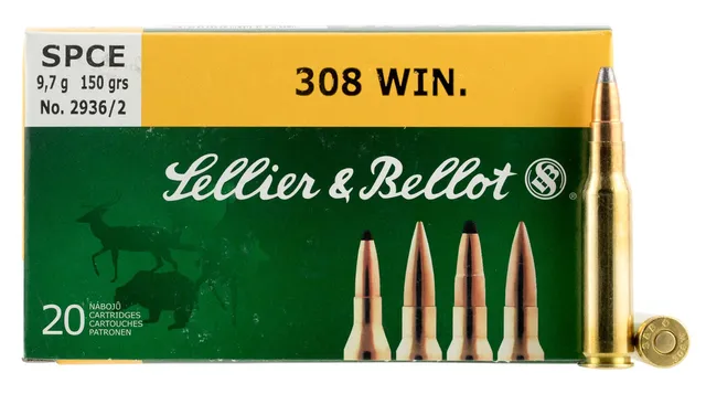 Sellier & Bellot 147 gr Full Metal Jacket .308 Win/7.62 Ammo, 20/box