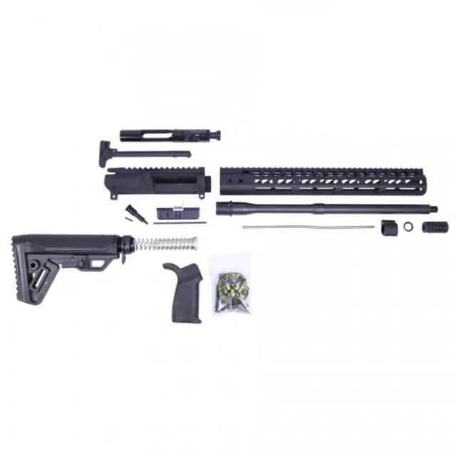 Guntec USA AR-15 Complete 5.56 Upper Receiver w/o Lower Parts Kit N.1 15in Ultralight M-LOK Handguard MLS Gen 2 Stock Assembly Carbine Length .750 Gas
