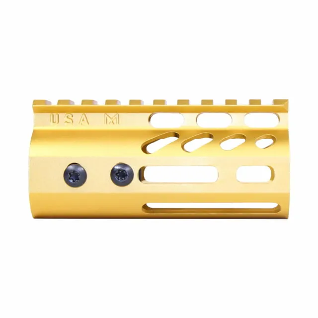 Guntec USA Ultra Lightweight Thin M-LOK System Free Floating Handguard w/Monolithic Top Rail 4in Gold