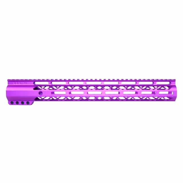 Guntec USA AirLok Series M-LOK Compression Free Floating Handguard w/Monolithic Top Rail 15in Purple