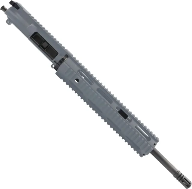 ABC RIFLE COMPANY AR-15 5.56x45mm NATO 16in Barrel 12in Quad Rail Upper Receiver 1-8 Twist 1/2x28 A2 Style Muzzle Brake Nitride Cerakote Sniper Grey