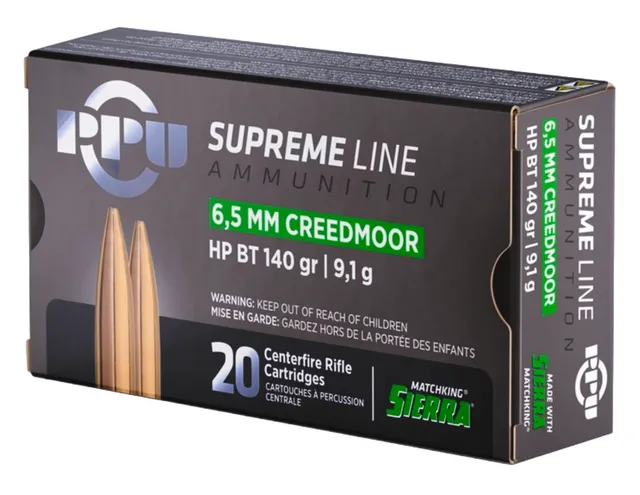 PPU USA Supreme Line 6.5 Creedmoor 140 gr BTHP 20rds Rifle Ammo