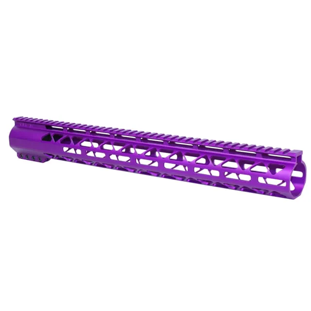 Guntec USA 16.5in AIR-LOK Series M-LOK Compression Free Floating Handguard With Monolithic Top Rail .308 Cal Anodized Purple