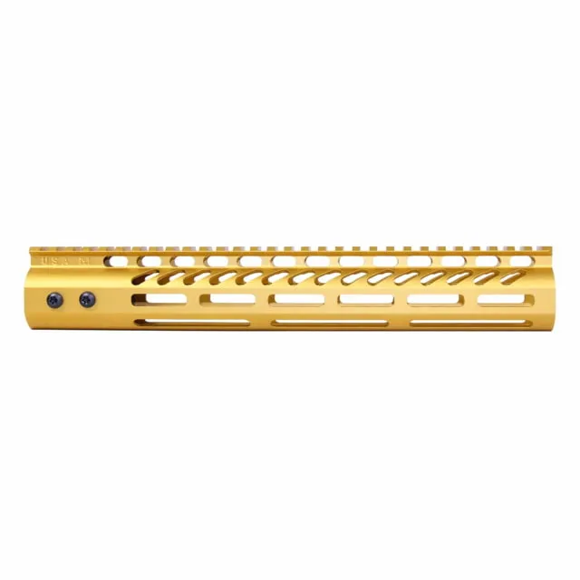 Guntec USA Ultra Lightweight Thin M-LOK System Free Floating Handguard w/Monolithic Top Rail 12in Gold