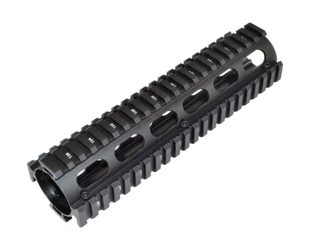 Sniper AR .308 2 Piece Drop-In Quad Rail Handguard 8.75in Round End Cap DPMS Low Profile Pattern Mid-Length Black