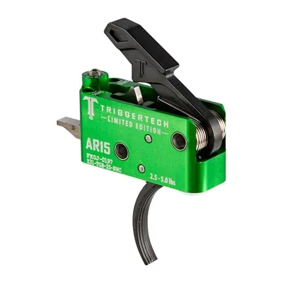 Adjustable AR-15 Trigger Black Curved, Green Housing 2-5lbs