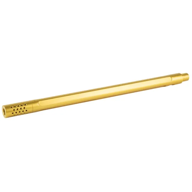 True Precision Rimfire Barrel 22LR Fluted Bull Profile Threaded Multi-Port Compensator Fits Titanium Nitride Finish Gold