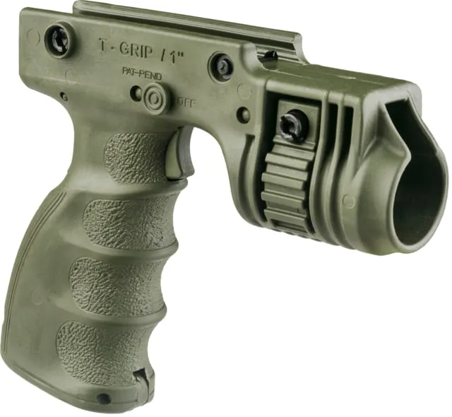 FAB Defense Grip and 1in Flash Light Adapter w/ Rear Activation Button OD Green