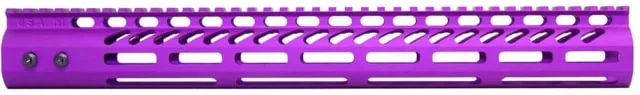 Guntec USA AR-15 15in Ultra Lightweight Thin M-LOK System Free Floating Handguard w/ Monolithic Top Rail Anodized Purple