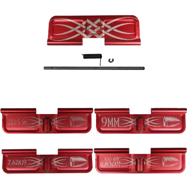 Tiger Rock AR-15 Tribal Dust Cover W/ Option Caliber Engraving .223/5.56mm Red Small