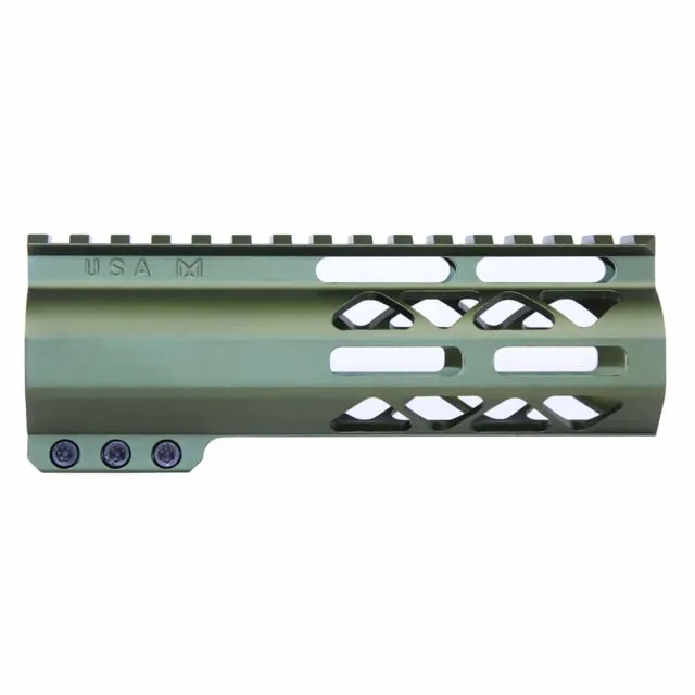 Guntec USA AirLok Series M-LOK Compression Free Floating Handguard w/Monolithic Top Rail 6in Green