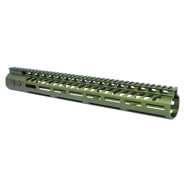 Guntec USA .308 Caliber Ultra Lightweight Thin M-LOK System Free Floating Handguard w/Monolithic Top Rail 15in Anodized Green