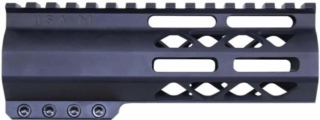 Guntec USA AR-15 6in Air-Lok Series M-LOK Compression Free Floating Handguard w/ Monolithic Top Rail Anodized Black