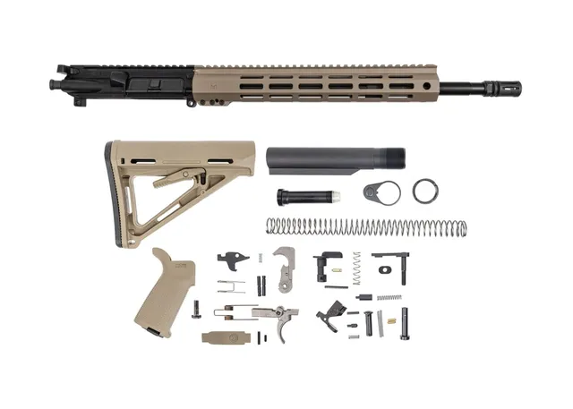 PSA AR-15 16" Mid-Length 5.56 NATO 1:7 Nitride 13" FDE Lightweight Hex M-LOK MOE EPT Rifle Kit, FDE
