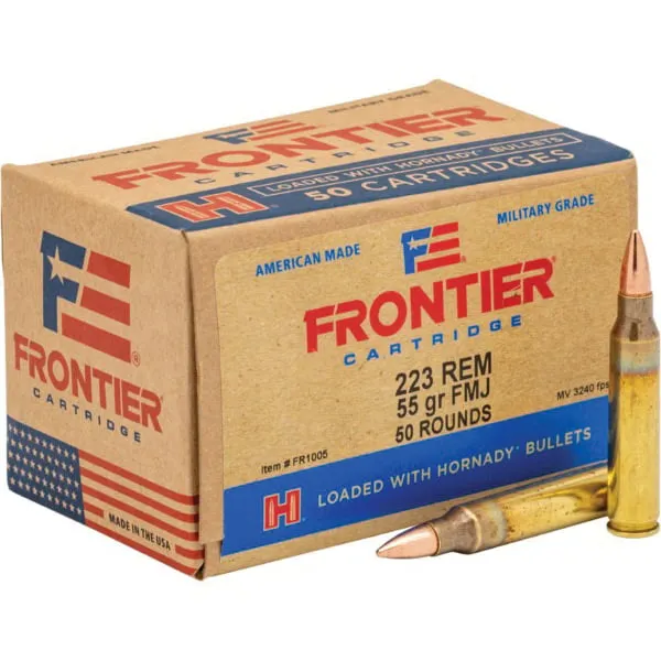 Hornady Frontier 55 gr FMJ .223 Rem Ammo, 50/box