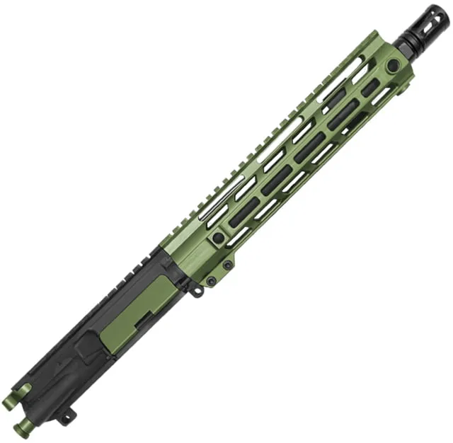 XTS Complete Upper Receiver w/o BCG AR-15 300 BO 19.5in 10.5in Pistol 1-8 Twist 5/8x24 Thread M-LOK Bird Cage Black Nitride Finish OD Green
