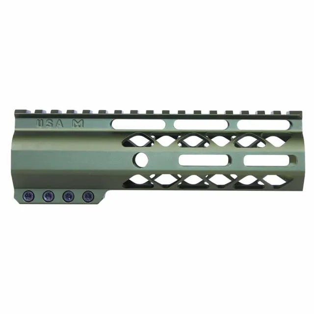 Guntec USA AirLok Series M-LOK Compression Free Floating Handguard w/Monolithic Top Rail 7in Green