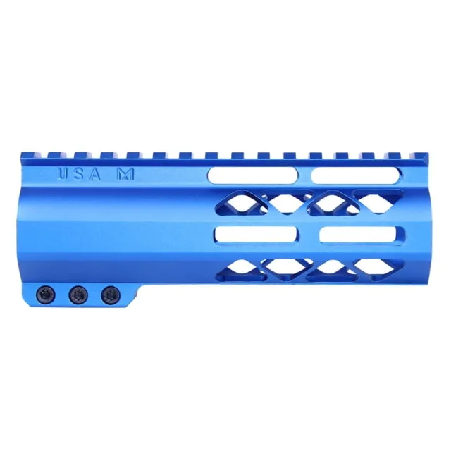 Guntec USA AirLok Series M-LOK Compression Free Floating Handguard w/Monolithic Top Rail 6in Blue
