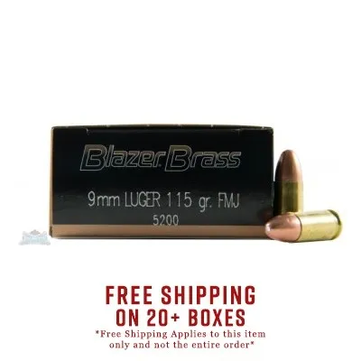 CCI Blazer Brass 9mm 115gr FMJ Ammunition, 50 Round Box - 5200