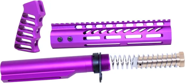 Guntec USA AR-15 9in Pistol Brace Build Kit With Milspec Buffer Tube Anodized Purple