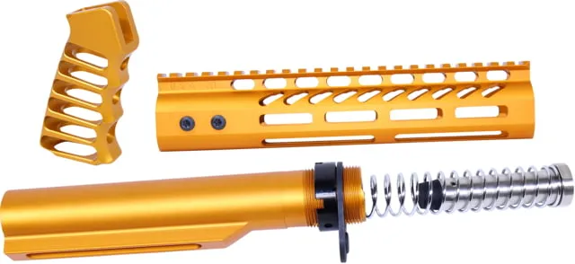 Guntec USA AR-15 9in Pistol Brace Build Kit With Milspec Buffer Tube Anodized Orange