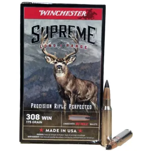 Winchester Supreme Long Range 308 Win 175gr BC Max (BCMX) Ammo, 20 Rounds