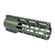 Guntec USA 7in .308 Caliber AIR-LOK Series M-LOK Compression Free Floating Handguard With Monolithic Top Rail Anodized Green