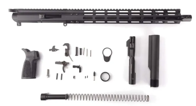 FM Products MIKE-9 9mm Build Kit 16 inch Mil-Spec Rear Charge 4-Port Micro Brake Black
