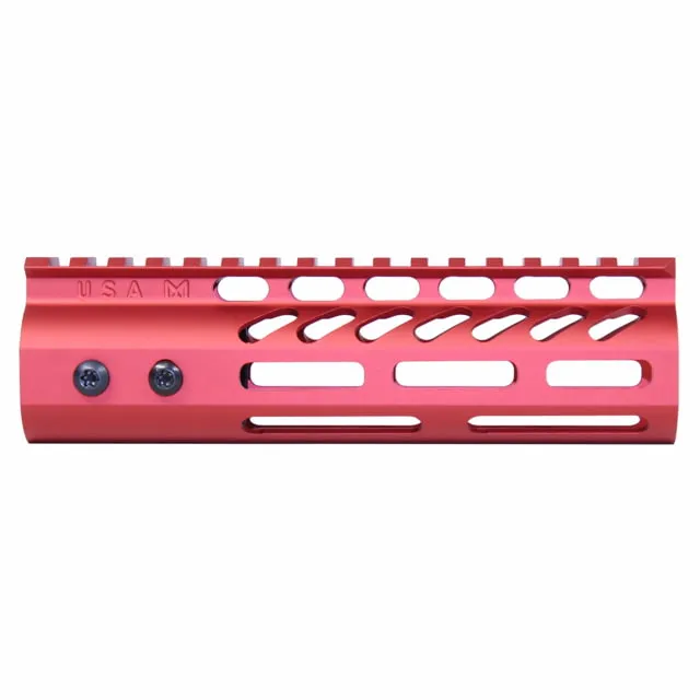 Guntec USA 6.75" ULtra Lightweight Thin M-LOK Free Floating Handguard w/ Monolithic Top Rail Anodized Red