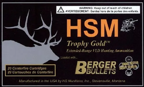 HSM Ammunition Trophy Gold 210 gr Match Hunting Very Low Drag .308 Win Ammo, 20/box