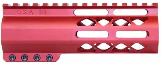 Guntec USA AR-15 6in Air-Lok Series M-LOK Compression Free Floating Handguard w/ Monolithic Top Rail Anodized Red