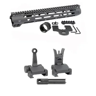 AR-15 Slim Line Handguards W/ Flip-Up Combat Sights - 12.625" Slim Line Handguard W/ Flip-Up Combat Sights