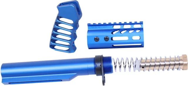Guntec USA AR-15 4in Pistol Brace Build Kit With Milspec Buffer Tube Anodized Blue