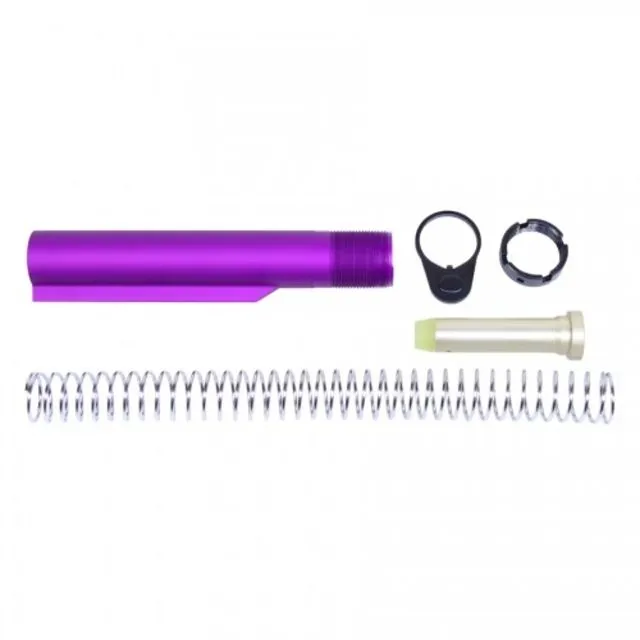 Guntec USA AR-15 Mil-Spec Buffer Tube Set 6-position CAR Buffer/Spring/End Plate/Castle Nut Purple