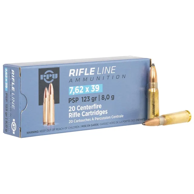PPU USA Metric Rifle 7.62x39mm 123gr PSP Rifle Ammo, 20Rds