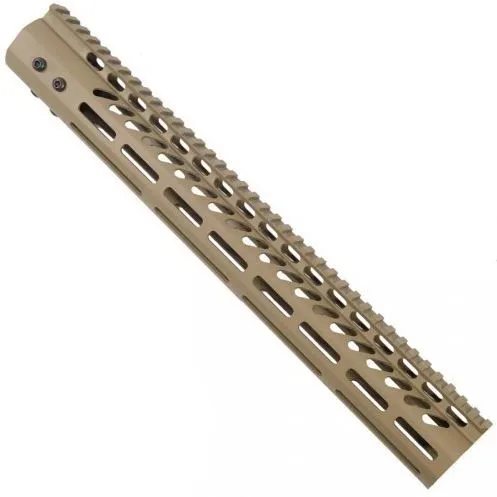 Guntec USA Ultra Lightweight Thin M-LOK Free Floating Handguard w/Monolithic Top Rail .308 Cal 15in Cerakote Flat Dark Earth