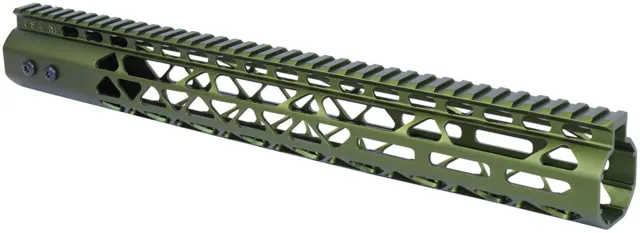 Guntec USA Air Lite M-LOK System Free Floating Handguard With Monolithic Top Rail 15in Anodized Green