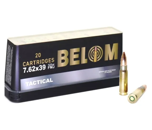 Belom Tactical 123 gr FMJ 7.62x39 Ammunition, 20 Rounds
