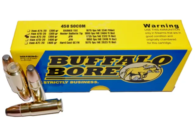 Buffalo Bore .458 Socom 350 gr JFN 20 Rounds Ammunition