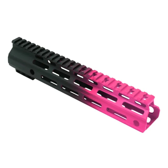 Tiger Rock AR-15 Angle Cut Clamp On M-LOK 10in Handguard Black Base Cerakote Gradient Pink Medium