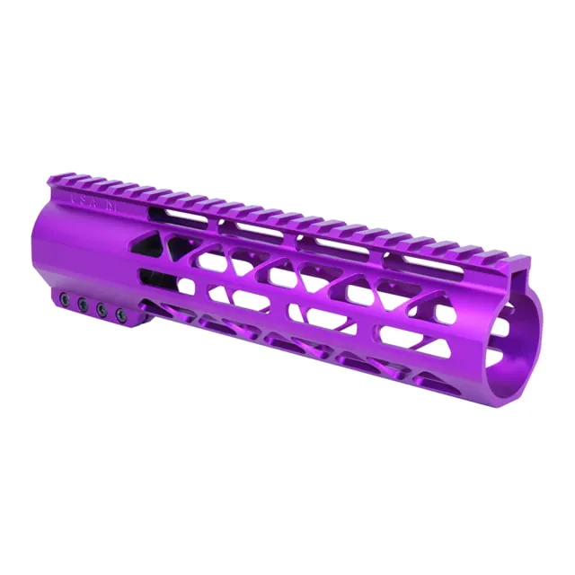 Guntec USA 9in .308 Caliber AIR-LOK Series M-LOK Compression Free Floating Handguard With Monolithic Top Rail Anodized Purple