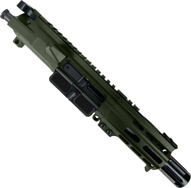 ABC RIFLE COMPANY AR .40 S&W Billet Pistol 4in Barrel Custom M-LOK Handguard Complete Upper Receiver w/BCG And Charging Handle Olive Drab Green