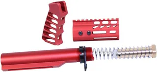 Guntec USA AR-15 4in Pistol Brace Build Kit With Milspec Buffer Tube Anodized Red