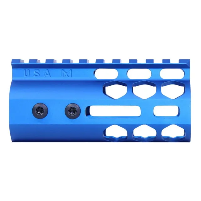 Guntec USA Air Lite Series Honeycomb M-LOK Free Floating Handguard w/ Monolithic Top Rail 4in Anodized Blue