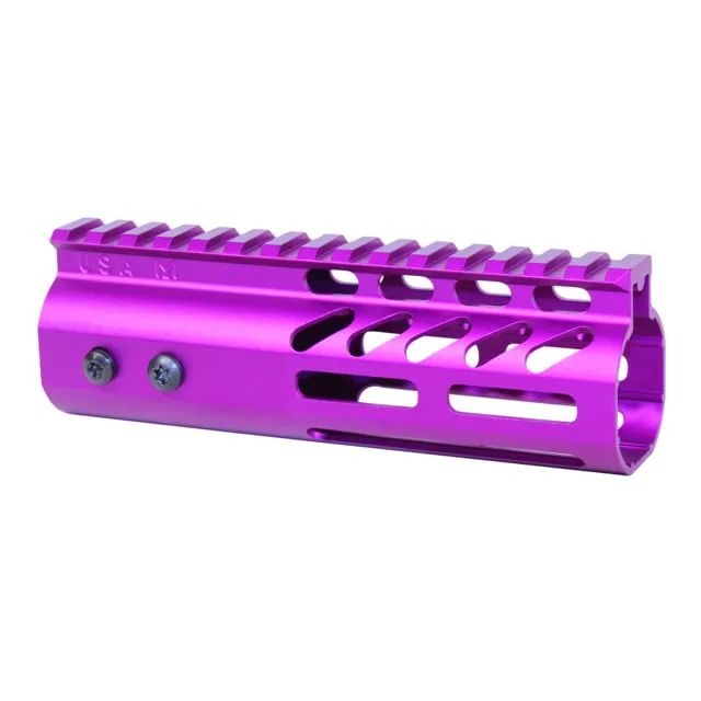 Guntec USA 6" Ultra Lightweight Thin M-LOK Free Floating Handguard w/ Monolithic Top Rail Anodized Purple